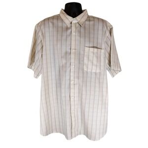 David Taylor Luxury Microfiber Striped Short‎ Sleeve Button Up Shirt Mens XLT